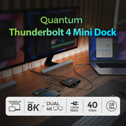 Iogear Quantum Thunderbolt 4 Mini Docking Station (TAA) - GTD4MHTAA