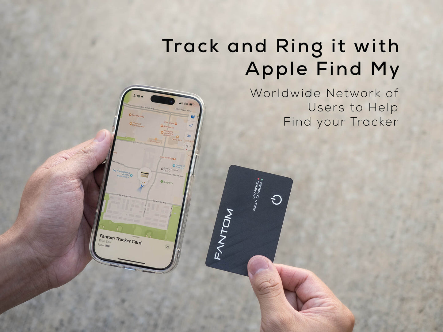 Fantom Rechargeable Tracker Wallet Card, with Apple Find My