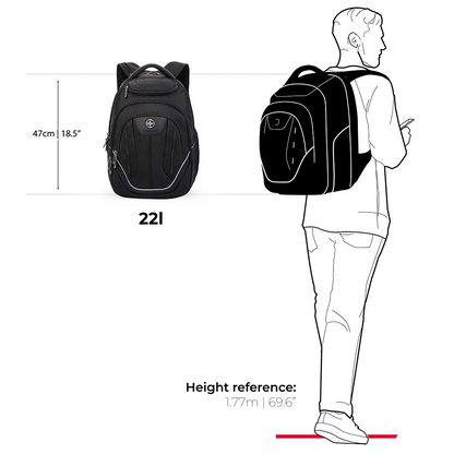 Swissdigital Terabyte Black/Gray Computer Backpack with Built In Apple Find My