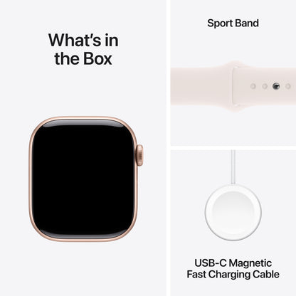 (Open Box) Apple Watch Series 10 GPS 42mm Rose Gold Aluminum Case with Light Blush Sport Band - M/L - MWWJ3LW/A (2024)