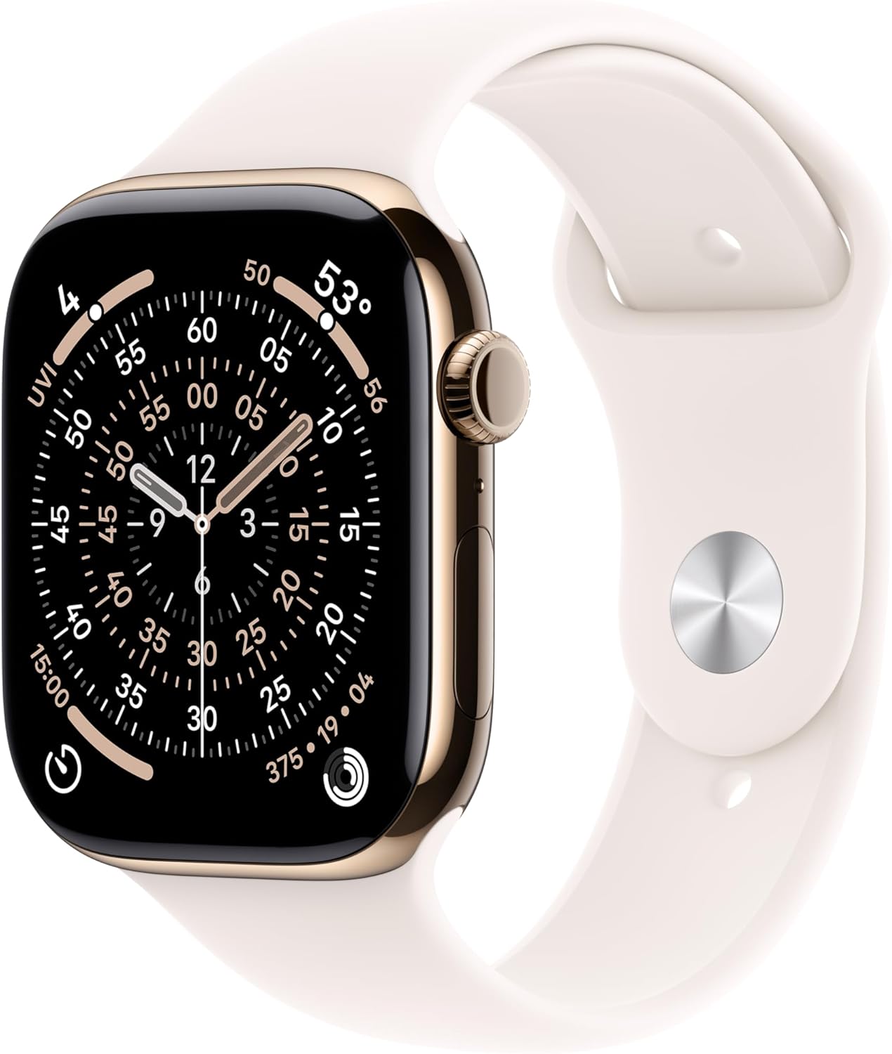 Apple Watch Series 11 GPS + Cellular 46mm Gold Titanium Case with Light Blush Sport Band - S/M - MFD54LW/A - (Fall 2025)