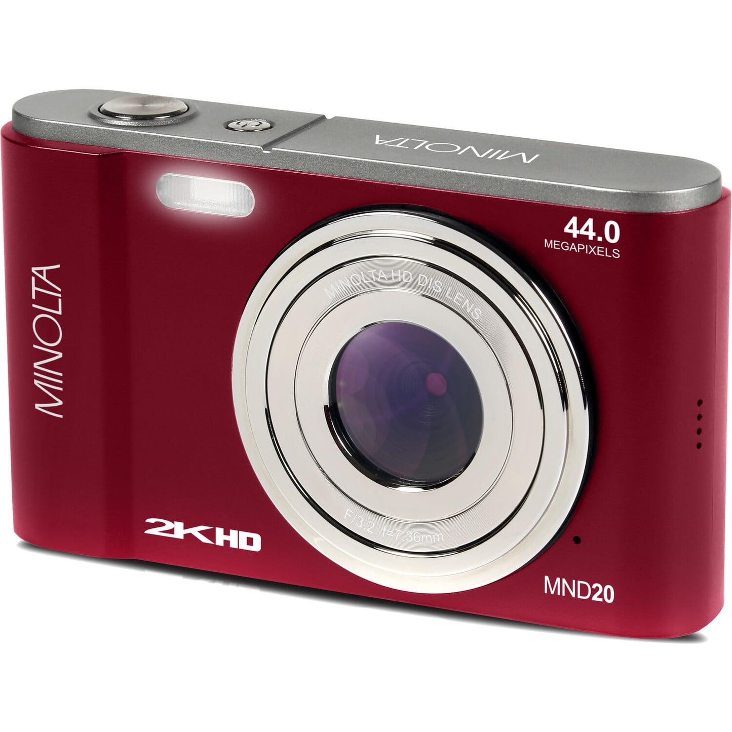 Minolta MND20 44 MP / 2.7K Quad HD Digital Camera (Red)