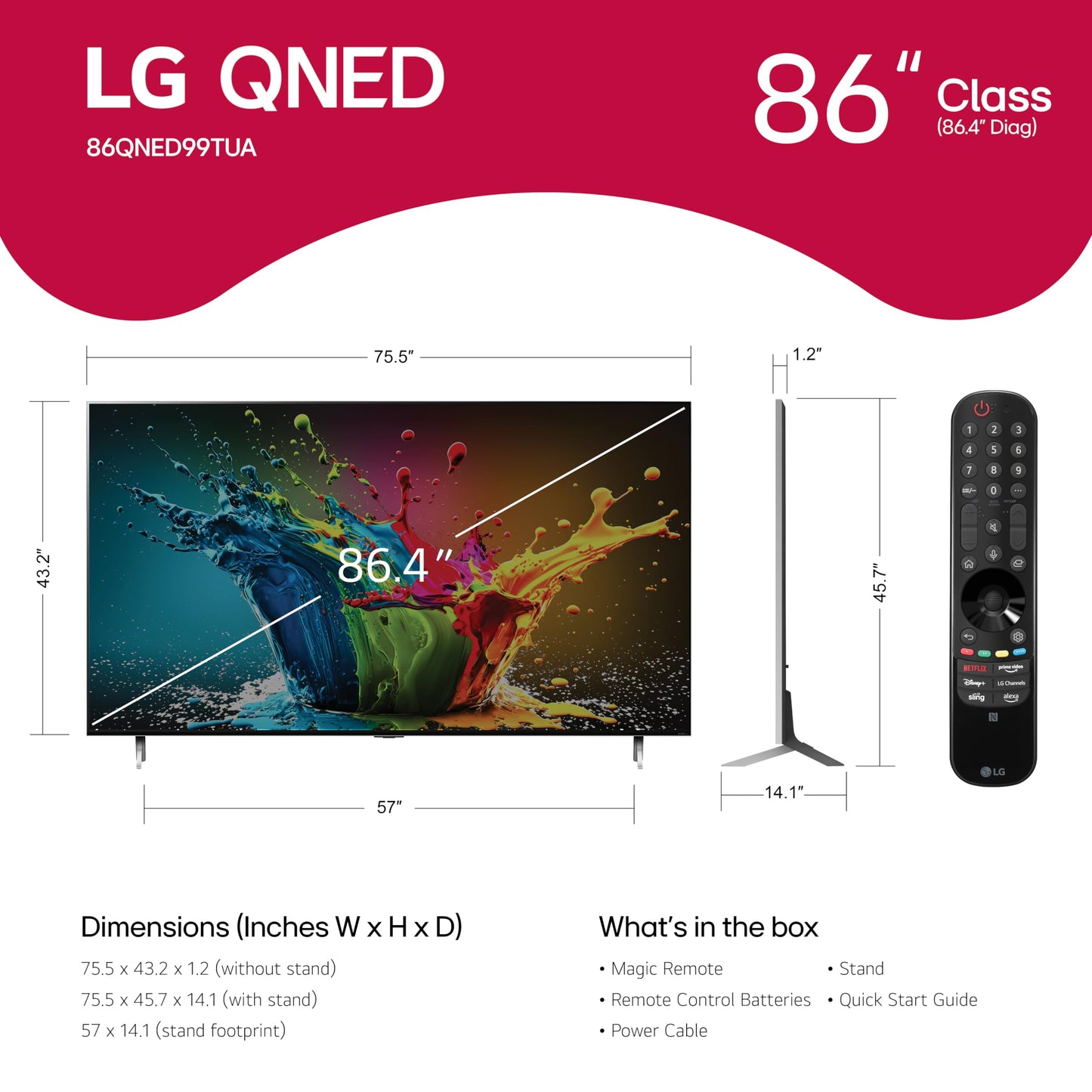 LG 86-in QNED99T Series QNED Mini LED TV 8K - 86QNED99TUA (2024)