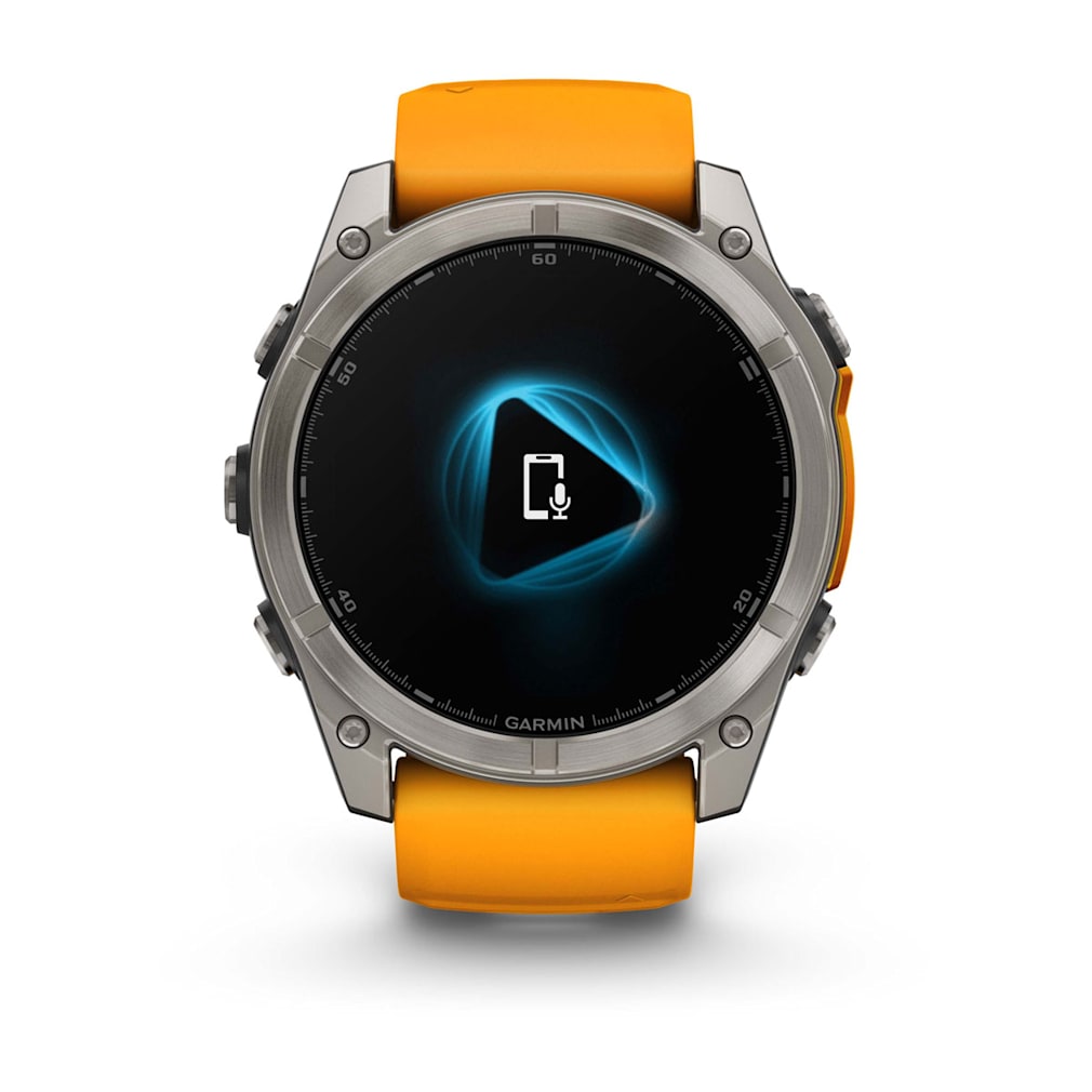 Garmin fenix 8 51mm Adventure Watch - AMOLED Sapphire, Titanium with Spark Orange/Graphite Silicone Band