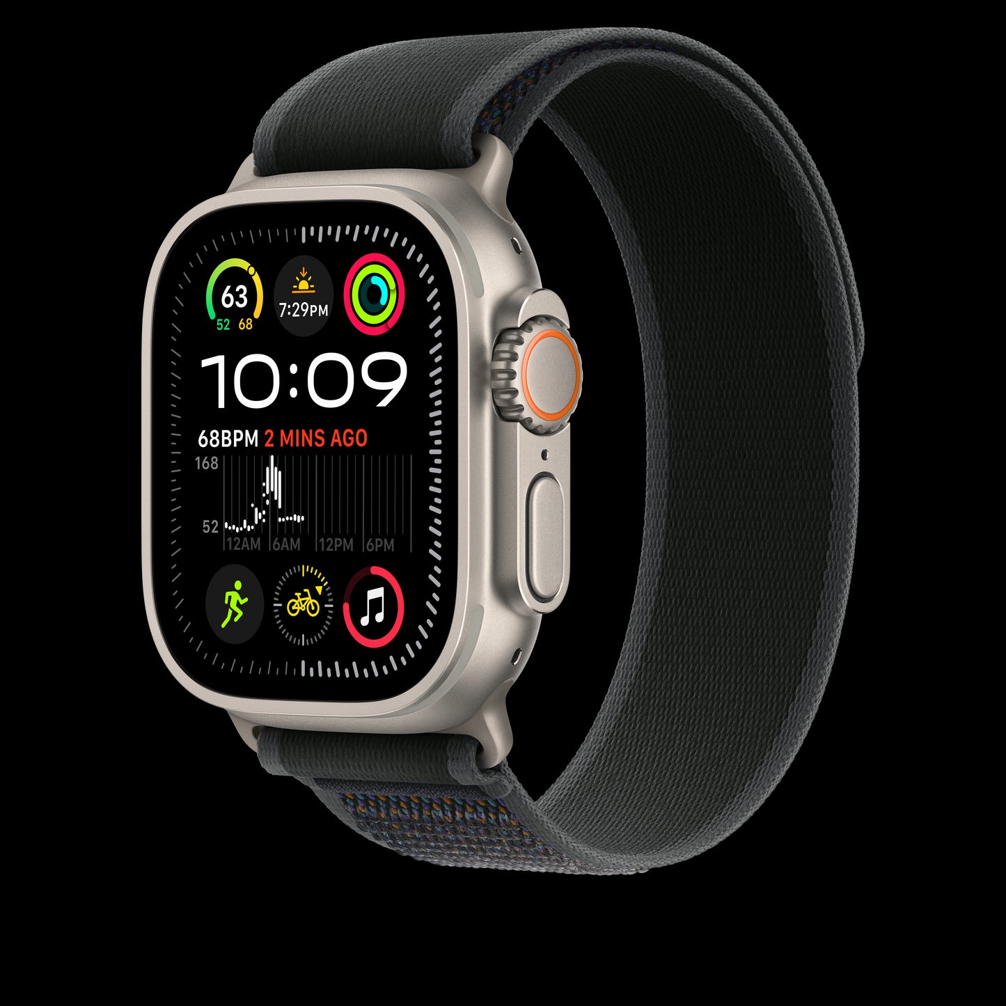 Apple 49mm Black Trail Loop - S/M - Natural Titanium Finish - MXTQ3AM/A (2024)