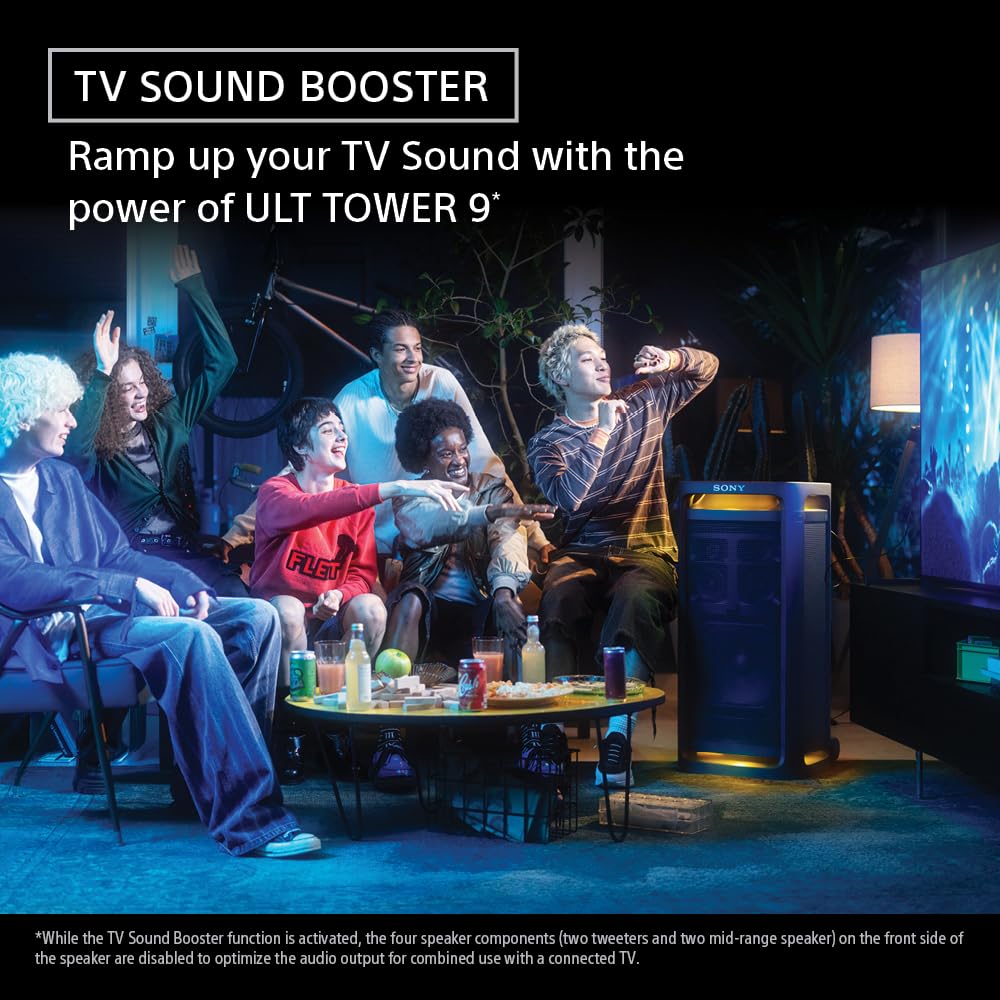 Sony ULT Tower 9 Bluetooth Karaoke Party Speaker with Powerful Bass, 360° Sound and Party Lights, 25 Hour Battery (SRSULT900)