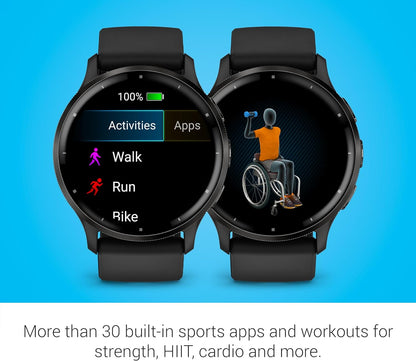 (Open Box) Garmin Venu 3 Smartwatch - Slate Stainless Steel Bezel with Black Case and Silicone Band