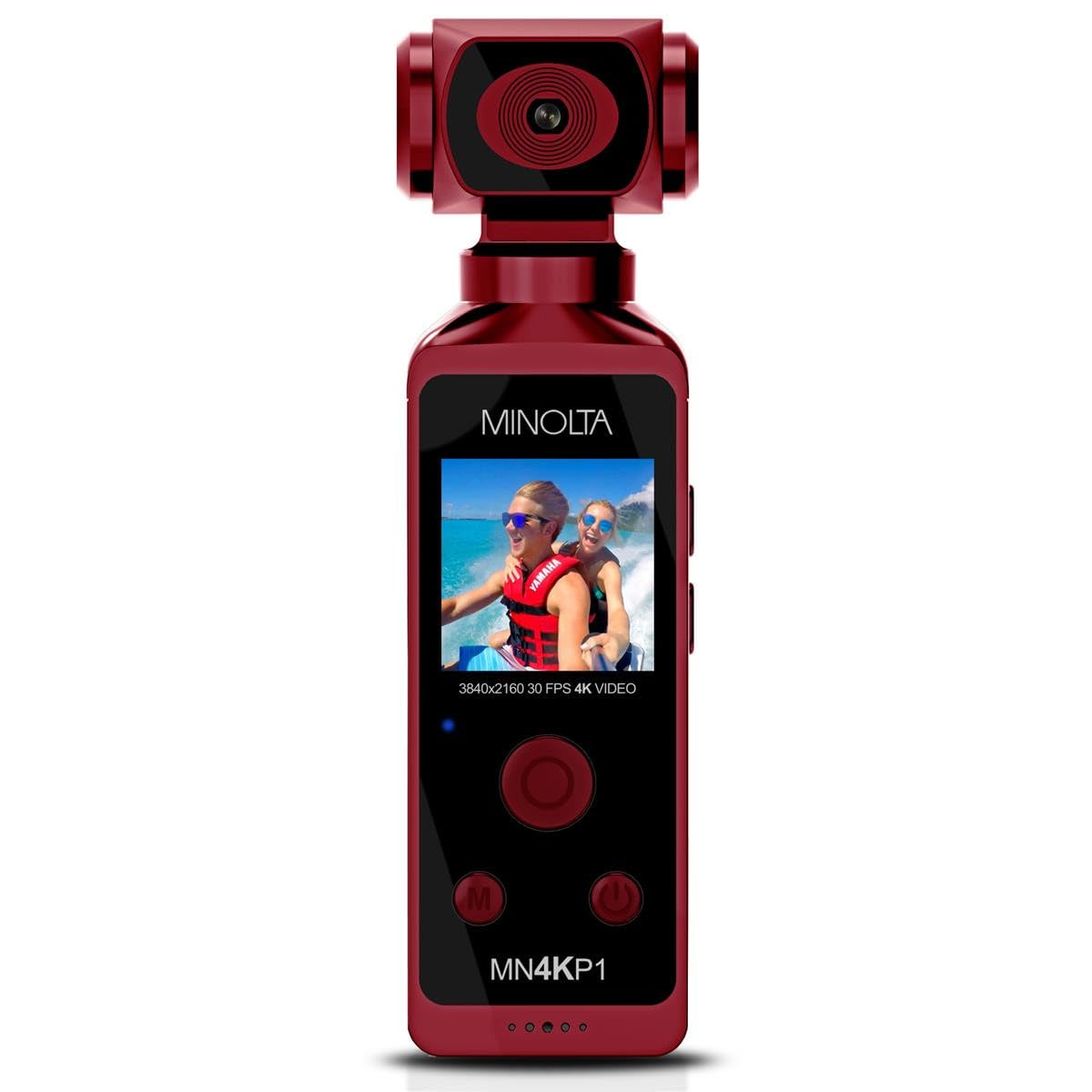 Minolta MN4KP1 4K Ultra HD Pocket Camcorder w/WiFi & Waterproof Housing (Red)