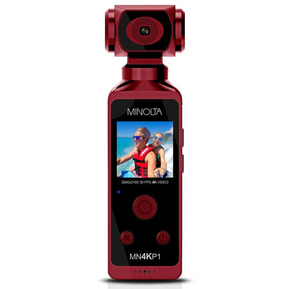 Minolta MN4KP1 4K Ultra HD Pocket Camcorder w/WiFi & Waterproof Housing (Red)