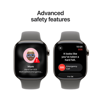 Apple Watch Series 11 GPS + Cellular 46mm Natural Titanium Case with Stone Gray Sport Band - M/L - MFCX4LW/A - (Fall 2025)