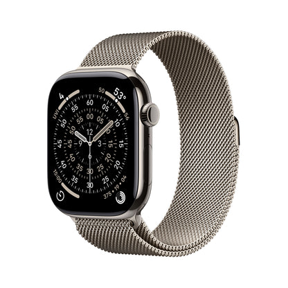 (Open Box) Apple Watch Series 11 GPS + Cellular 46mm Natural Titanium Case with Natural Milanese Loop - M/L - MFD04LW/A - (Fall 2025)