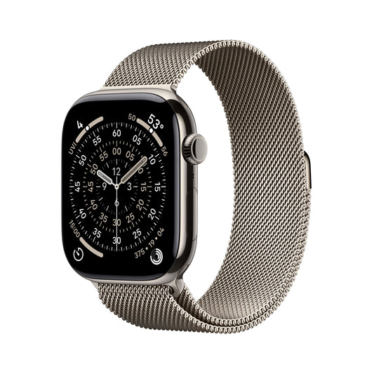 (Open Box) Apple Watch Series 11 GPS + Cellular 46mm Natural Titanium Case with Natural Milanese Loop - M/L - MFD04LW/A - (Fall 2025)