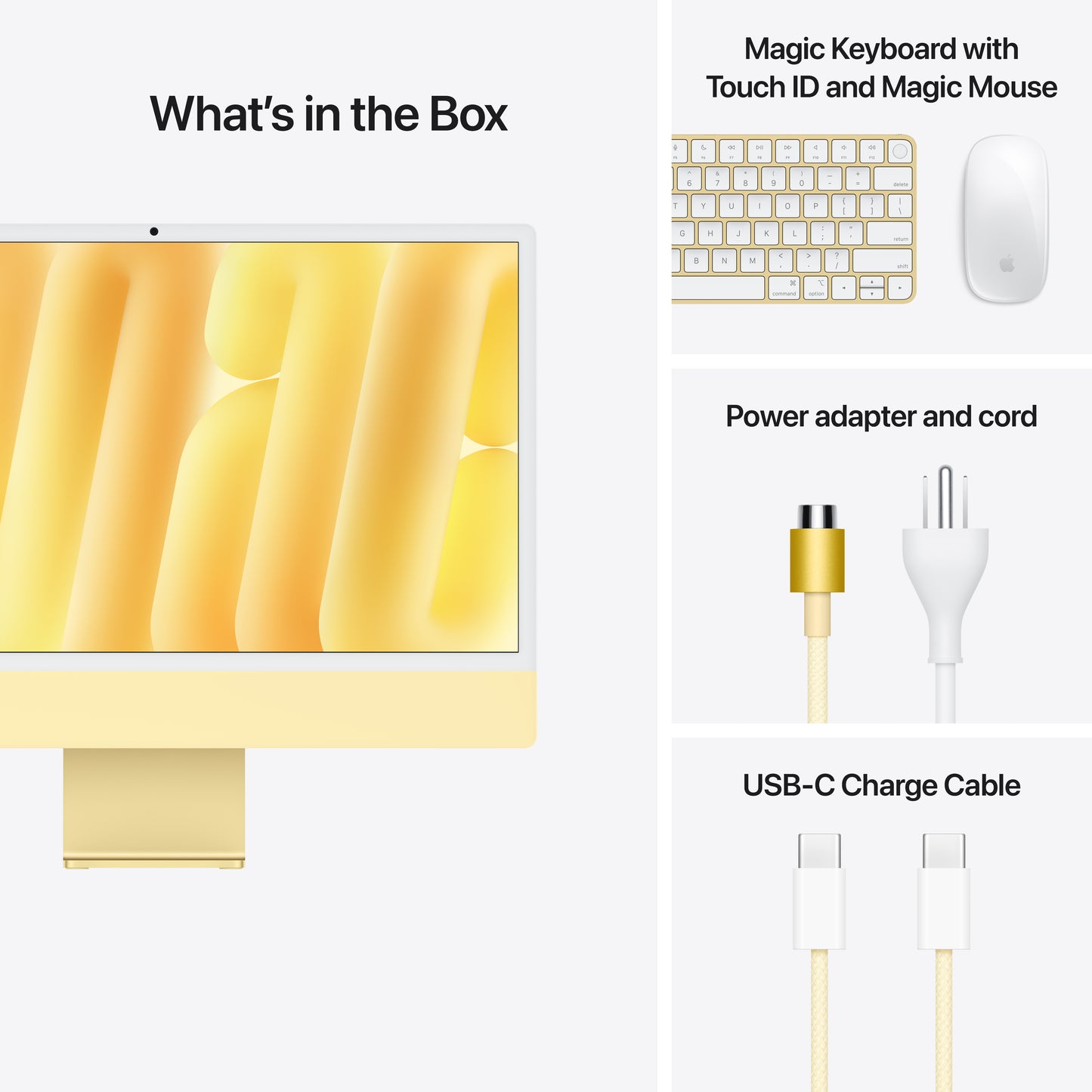 Apple 24-inch iMac with Retina 4.5K display: M4 chip w 10C CPU / 10C GPU, 256GB SSD, 16GB Memory - Yellow - MWUW3LL/A (Fall 2024)