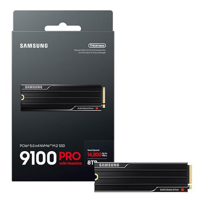 Samsung 8TB 9100 Pro with Heatsink Internal SSD Drive, PCIe 5.0 x4, NVMe 2.0 - MZ-VAP8T0CW