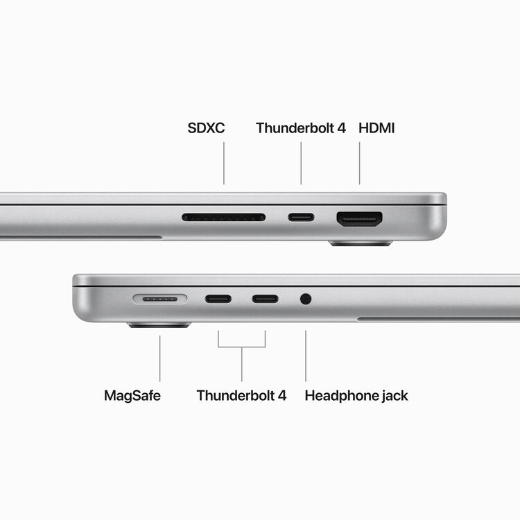 (Open Box) Apple MacBook Pro 14-in - M3 Pro chip - 11C CPU / 14C GPU, 512GB, 18GB, Silver (Fall 2023) - MRX63LL/A