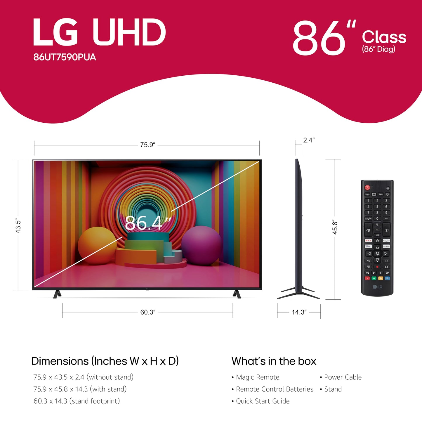 LG 86-in UT75 Series LED TV 4K - 86UT7590PUA (2024)