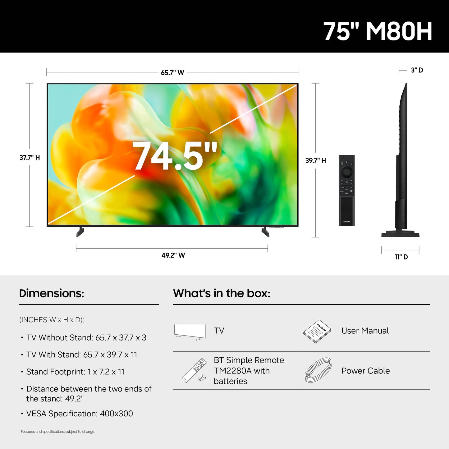 Samsung M80H 75-in LED TV - UN75M80HAFXZA (2026)