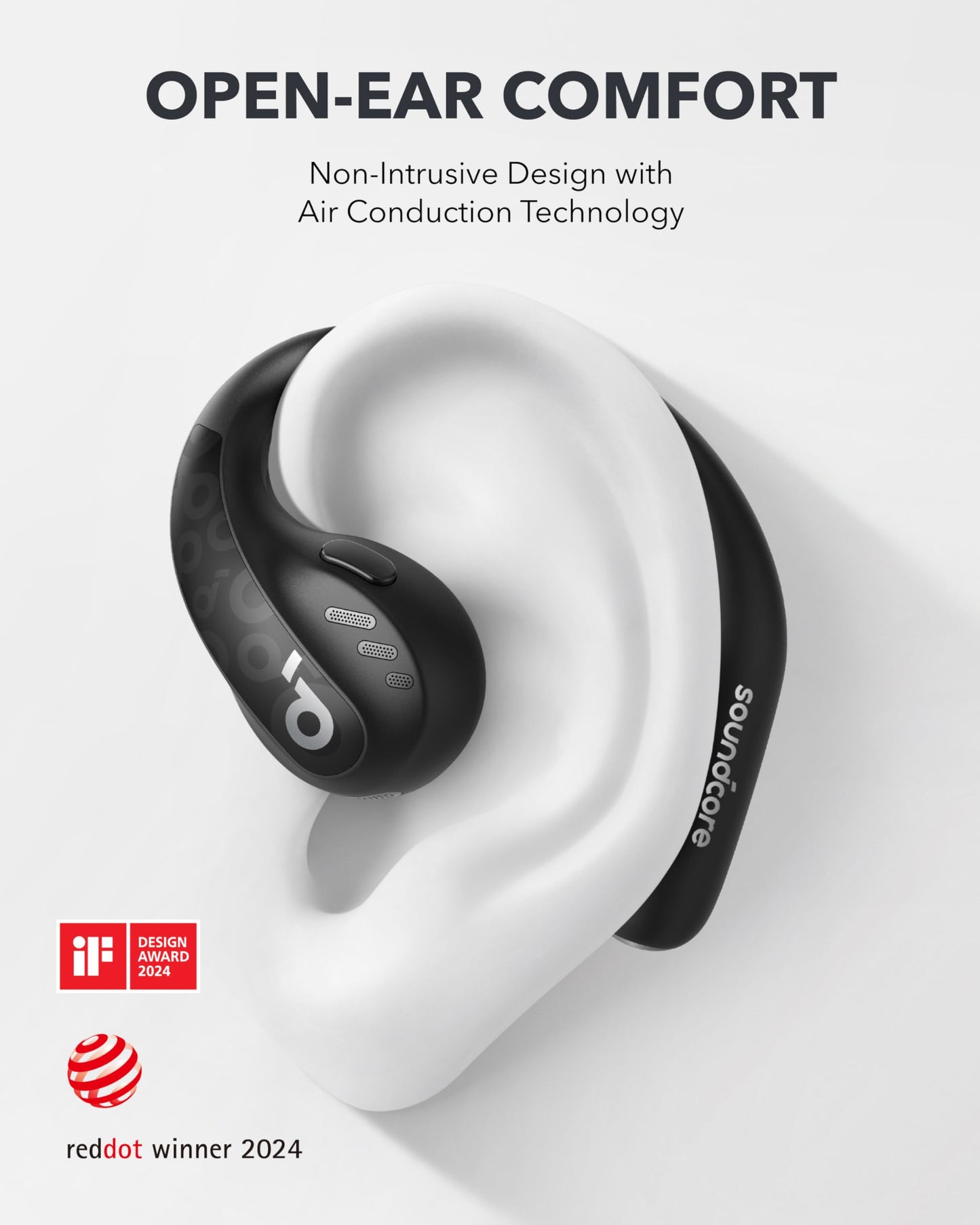 (Open Box) Soundcore by Anker AeroFit Pro | Secure Open-Ear Sport Earbuds - Black