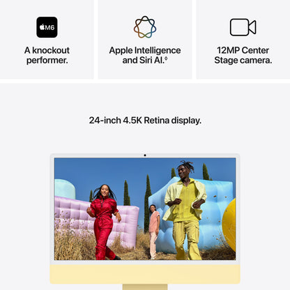 Apple 24-inch iMac with Retina 4.5K display: M6 chip with 12-core CPU and 12-core GPU, 16GB, 256GB SSD - Yellow - MH174LL/A