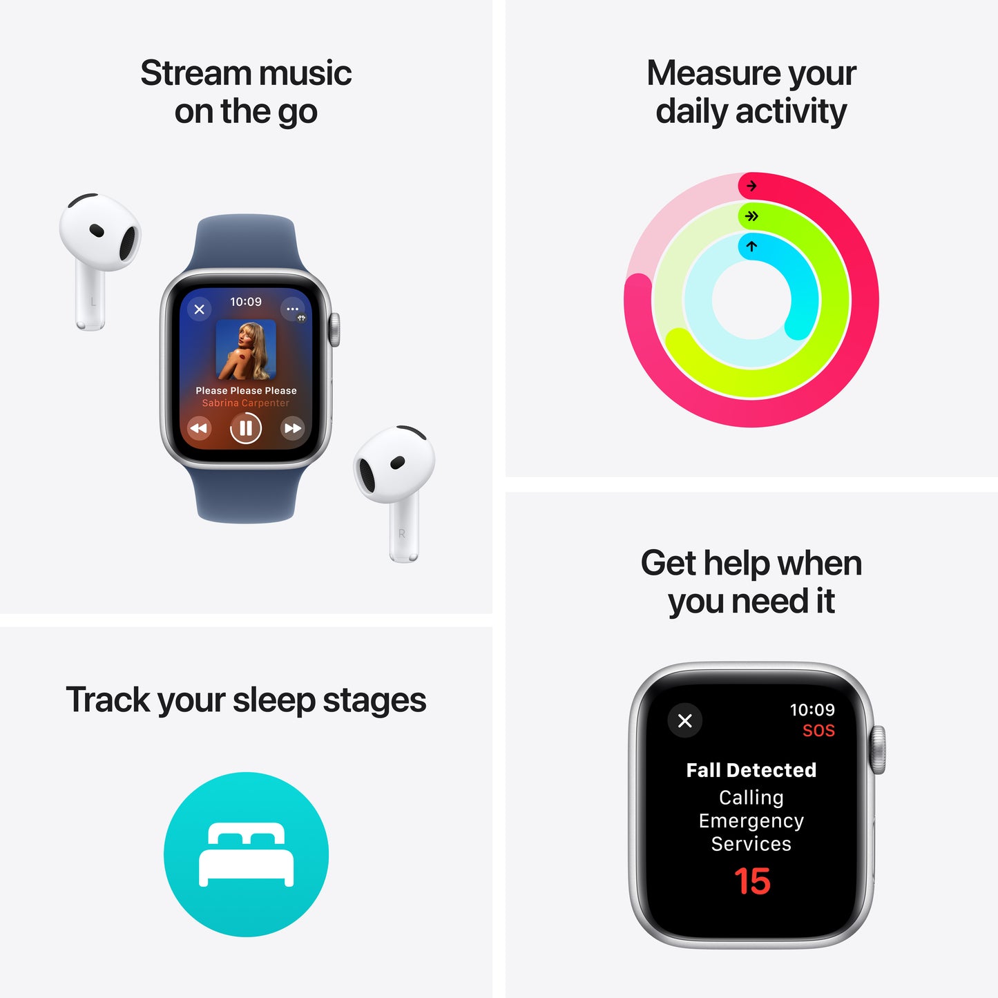 (Open Box) Apple Watch SE GPS + Cellular 44mm Midnight Aluminum Case with Midnight Sport Band - M/L - MXG23LL/A (2024)