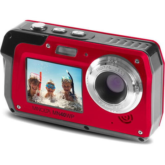 Minolta MN40WP 48 MP / 2.7K Quad HD Waterproof Digital Camera w/Dual LCD (Red)