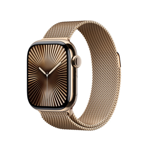 Apple Watch Series 10 GPS + Cellular 42mm Gold Titanium Case with Gold Milanese Loop - MX083LW/A (2024)