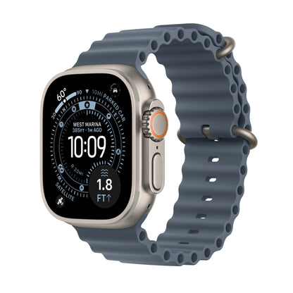 (Open Box) Apple Watch Ultra 3 GPS + Cellular 49mm Natural Titanium Case with Anchor Blue Ocean Band - MEWH4LW/A - (Fall 2025)