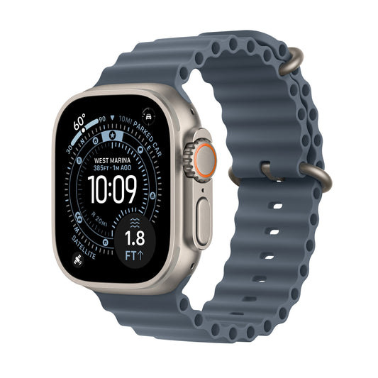 (Open Box) Apple Watch Ultra 3 GPS + Cellular 49mm Natural Titanium Case with Anchor Blue Ocean Band - MEWH4LW/A - (Fall 2025)
