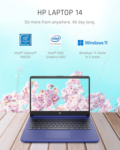 (Open Box) HP Cloudbook 14-in Touchscreen Laptop Computer, Celeron N4020, 4GB, 64GB - 14-dq0050nr, Indigo Blue