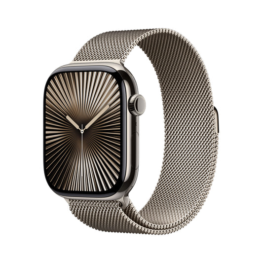 (Open Box) Apple Watch Series 10 GPS + Cellular 46mm Natural Titanium Case with Natural Milanese Loop - S/M - MC7Q4LW/A (2024)