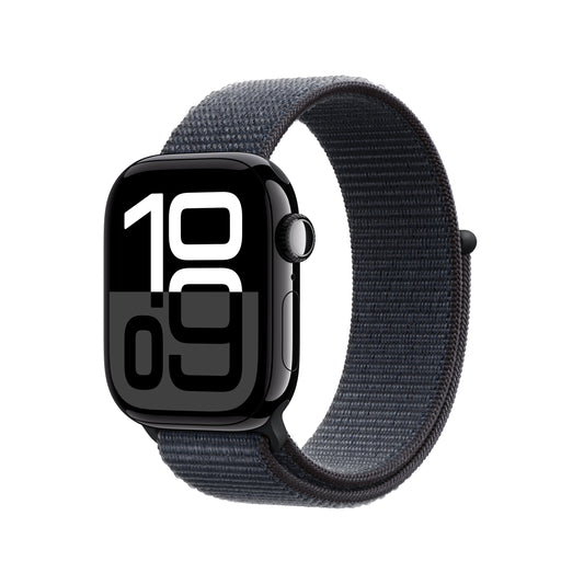 Apple Watch Series 10 GPS + Cellular 42mm Jet Black Aluminum Case with Ink Sport Loop - MWX83LW/A (2024)