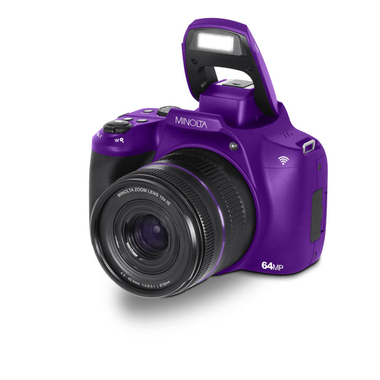 Minolta MNB10Z 64 MP / 4K Ultra HD Bridge Digital Camera w/10x Optical Zoom (Purple)