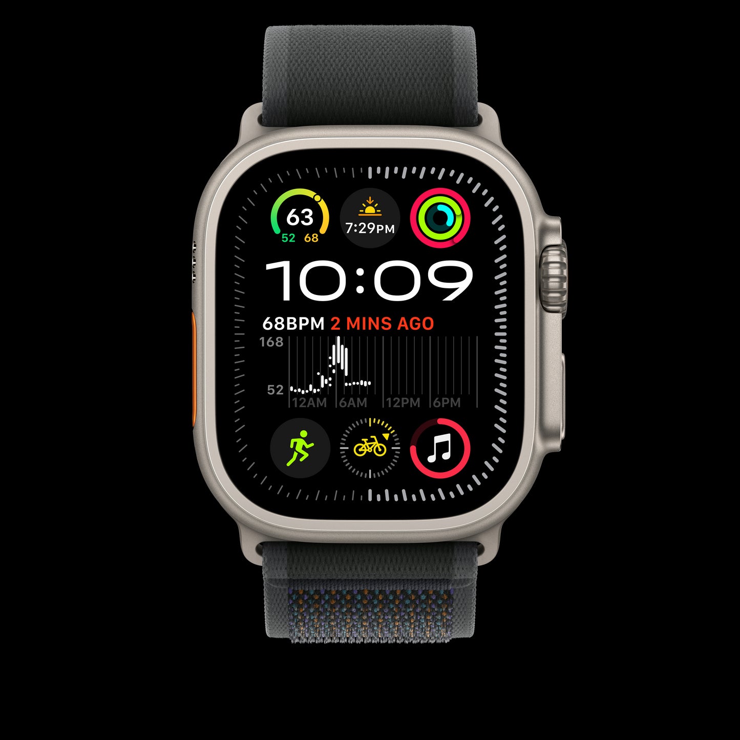 Apple 49mm Black Trail Loop - S/M - Natural Titanium Finish - MXTQ3AM/A (2024)