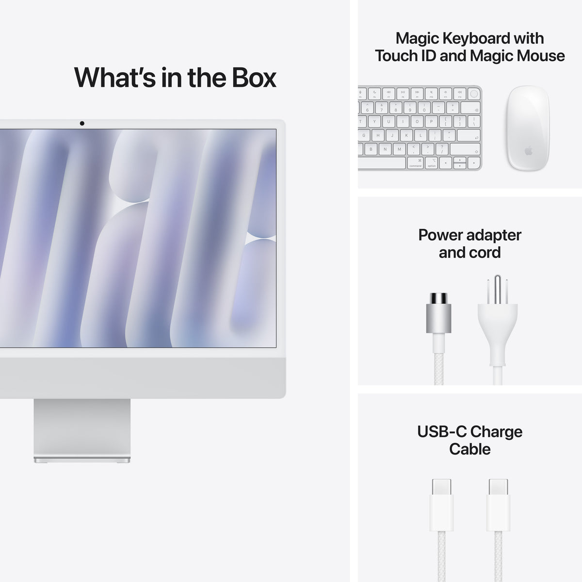 Apple 24-inch iMac with Retina 4.5K display: M6 chip with 12-core CPU and 12-core GPU, 16GB, 512GB SSD - Silver - MH154LL/A