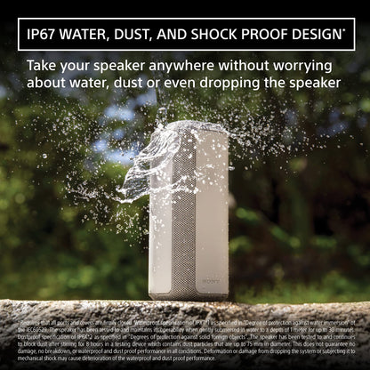 (Open Box) Sony SRS-XE300 X-Series Wireless Portable-Bluetooth-Speaker, IP67 Waterproof, Dustproof and Shockproof - Light Grey