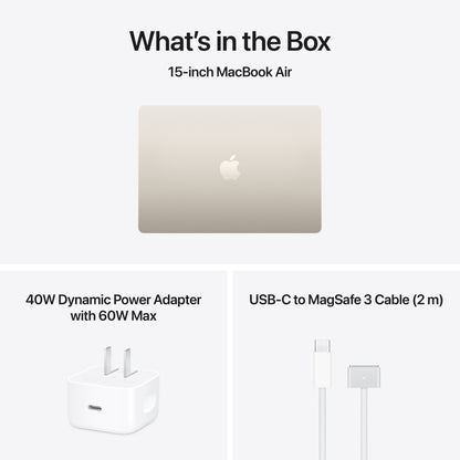 Apple 15-inch MacBook Air: Apple M5 chip w 10-core CPU - 10-core GPU, 1TB SSD, 24GB RAM - Starlight - MDVF4LL/A - (2026)