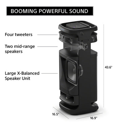 Sony ULT Tower 10 Bluetooth Karaoke Party Speaker, 360° Sound and Party Lights, Wireless Microphone - SRSULT1000