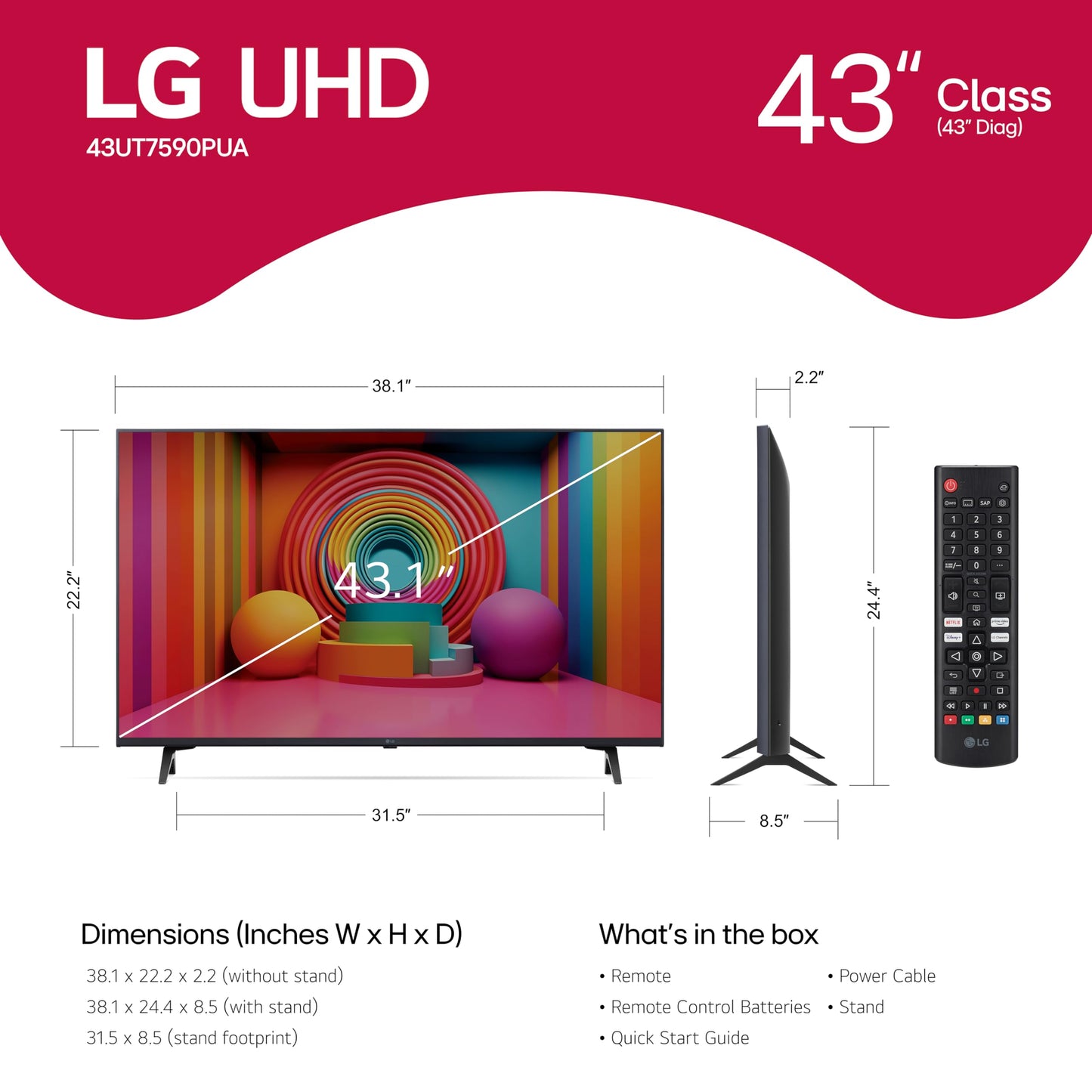 LG 43-in UT75 Series LED TV 4K - 43UT7590PUA (2024)