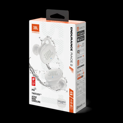 JBL Endurance Race 2 Noise Cancelling True Wirelss Sport Headphones - White
