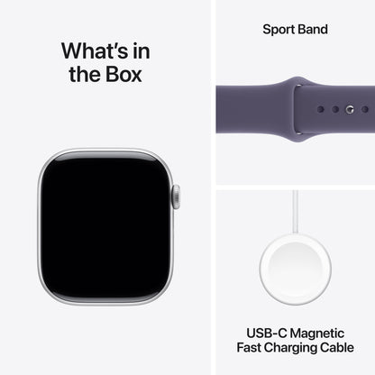 Apple Watch Series 11 GPS 46mm Silver Aluminum Case with Purple Fog Sport Band - S/M - MEV94LW/A - (Fall 2025)