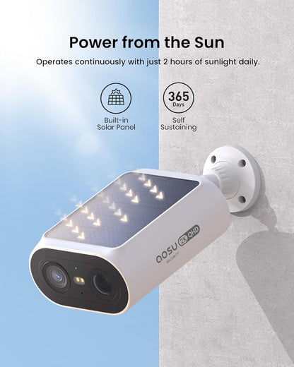 AOSU Solar Security Cameras Wireless Outdoor, 2Mins DIY Installation, No Subscription Cameras for Home Security System, 2K Color Night Vision Spotlight Camera, Local Storage, 5G& 2.4G WiFi, 4 Cam-kit