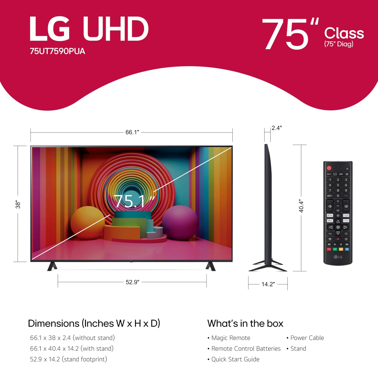 LG 75-in UT75 Series LED TV 4K - 75UT7590PUA (2024)