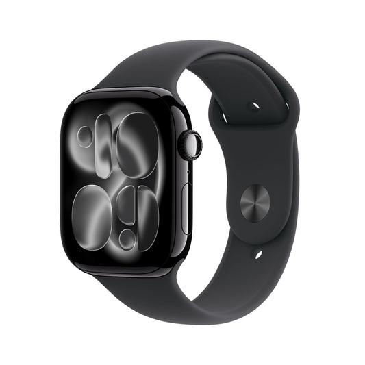 (Open Box) Apple Watch Series 11 GPS + Cellular 46mm Jet Black Aluminum Case with Black Sport Band - M/L - MFC44LW/A - (Fall 2025)