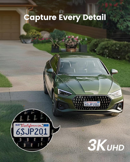 (Open Box) AOSU Solar Security Camera Wireless Outdoor System, 3K/5MP Battery Powered WiFi Camera for Home Security, Panoramic PTZ, Auto Tracking, Human/Vehicle Detection, Night Vision, Spotlights, 2-Way Talk