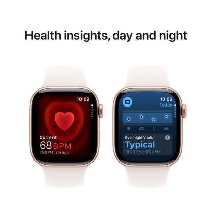 (Open Box) Apple Watch Series 10 GPS 42mm Rose Gold Aluminum Case with Light Blush Sport Band - M/L - MWWJ3LW/A (2024)