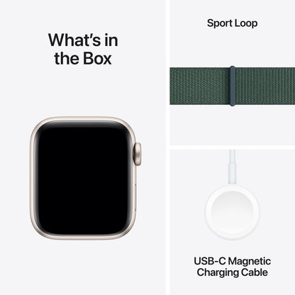 (Open Box) Apple Watch SE GPS 40mm Starlight Aluminum Case with Lake Green Sport Loop - MXEH3LL/A (2024)