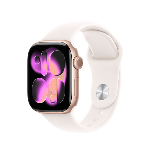 Apple Watch Series 11 GPS 42mm Rose Gold Aluminum Case with Light Blush Sport Band - S/M - MEU04LW/A - (Fall 2025)