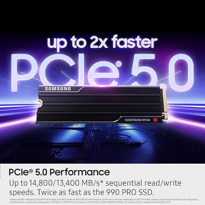 Samsung 1TB 9100 Pro with Heatsink Internal SSD Drive, PCIe 5.0 x4, NVMe 2.0 - MZ-VAP1T0CW