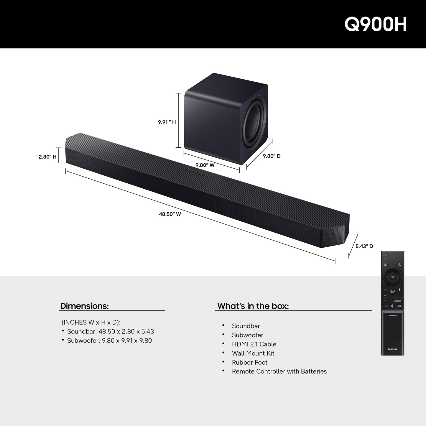 Samsung HW-Q900H Soundbar 7.1.2ch with Wireless Subwoofer (2026)