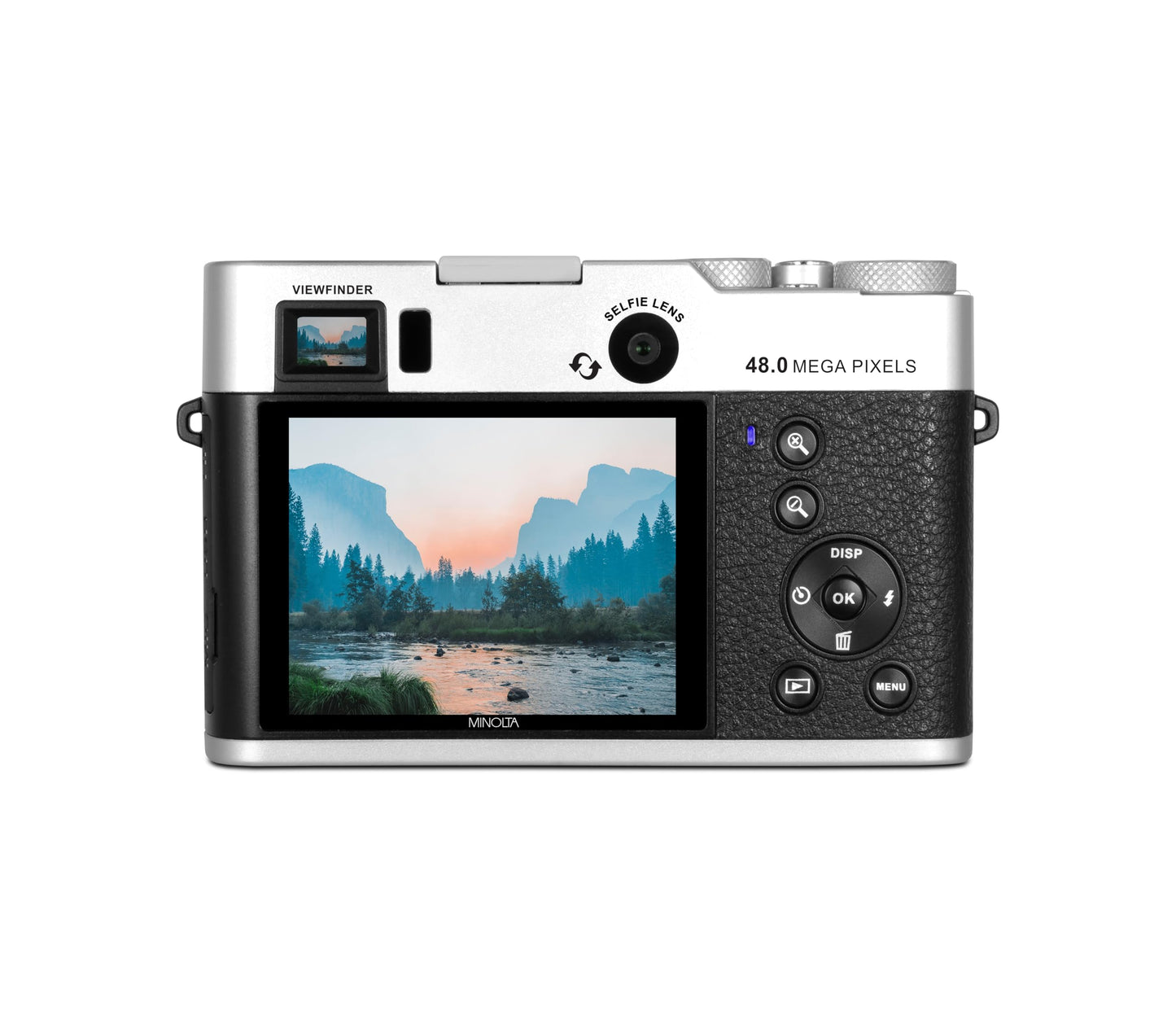 Minolta MND70 Retro 48 MP Autofocus / 5K Ultra HD Dual Lens Digital Camera w/WiFi (Silver/Black)